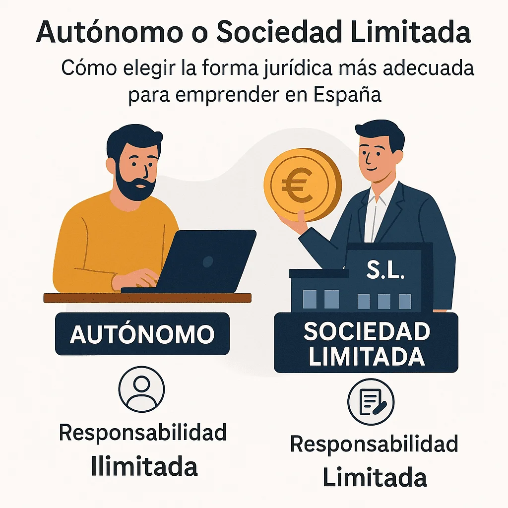 Autónomo o Sociedad Limitada: cómo elegir la forma jurídica más adecuada para emprender en España